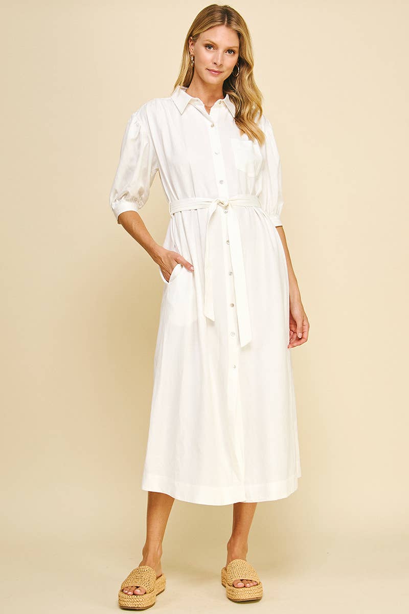 MILA- Solid Linen Midi Dress